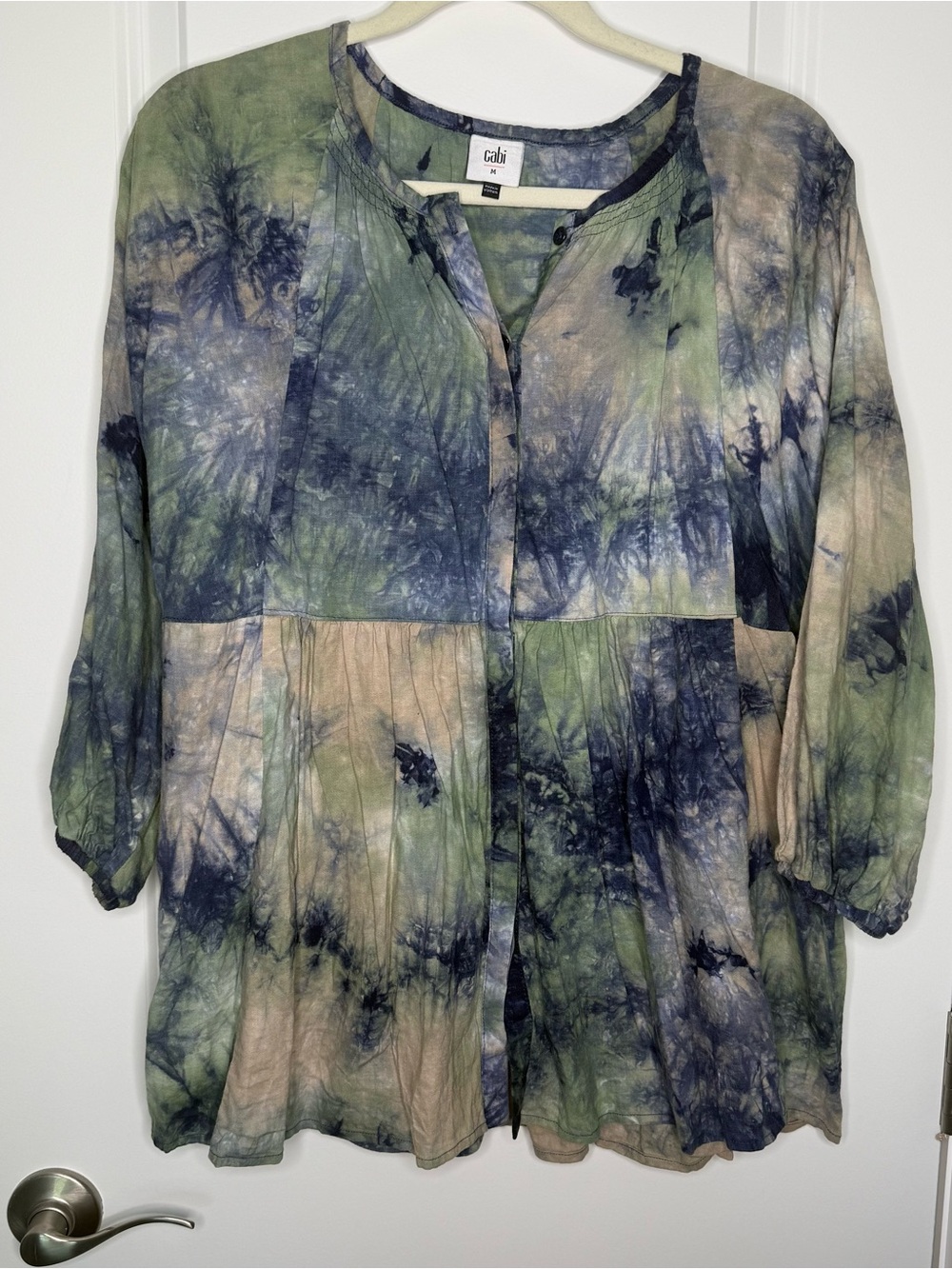 CAbi Tie-Dye Tunic Top - Green, Blue, Tan